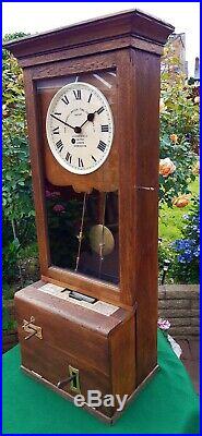 #009 Extremely Rare Early Gledhill Brook 13362 Fusee Time Recorder Wall Clock