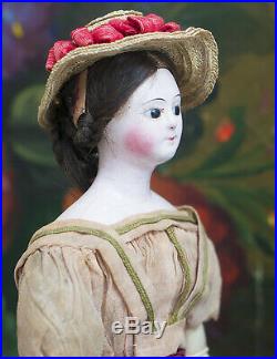 13 Rare Antique French All original Early Outstanding Papier-Mache Lady Doll