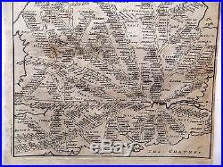 1695 Moll Early Road Map England Wales Old Antique Map Extraordinary Shape RARE