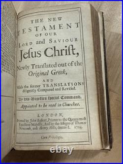1714 HOLY BIBLE john baskett LONDON early edition RARE antique OLD