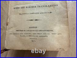 1811 HOLY BIBLE greenough and stebbins EARLY AMERICAN leather ANTIQUE old RARE