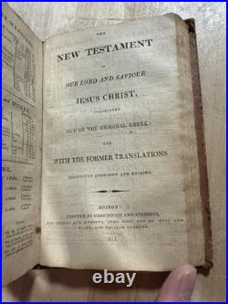 1811 HOLY BIBLE greenough and stebbins EARLY AMERICAN leather ANTIQUE old RARE