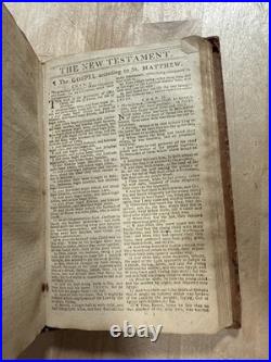 1811 HOLY BIBLE greenough and stebbins EARLY AMERICAN leather ANTIQUE old RARE