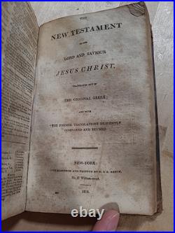 1815 HOLY BIBLE 1st American Stereoytpe RARE D&G Bruce LEATHER antique EARLY old