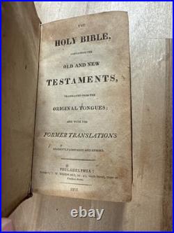 1816 HOLY BIBLE woodward EARLY AMERICAN rare ANTIQUE leather PHILADELPHIA old