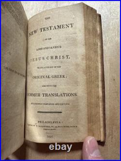 1816 HOLY BIBLE woodward EARLY AMERICAN rare ANTIQUE leather PHILADELPHIA old