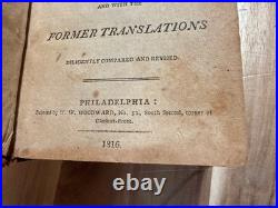 1816 HOLY BIBLE woodward EARLY AMERICAN rare ANTIQUE leather PHILADELPHIA old