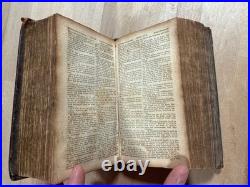 1828 HOLY BIBLE leather SILAS ANDRUS rare ANTIQUE old EARLY AMERICAN