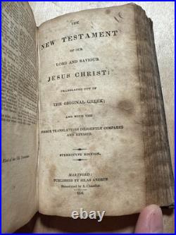 1828 HOLY BIBLE leather SILAS ANDRUS rare ANTIQUE old EARLY AMERICAN