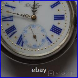 1899 Rare Antique Pavel Bure Pocket Watch-Early No. 14578, Swiss Silver 0.875
