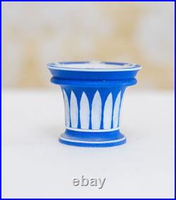 18thC Antique Wedgwood Dark Blue Jasperware Ink Stand with 2 Inkwells EARLY RARE