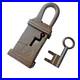 18th_C_Iron_padlock_or_lock_with_key_RARE_EARLY_old_or_antique_barbed_spring_01_baq