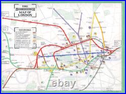 1911 A Rare early Antique Tube UNDERGROUND MAP & GUIDE OF LONDON
