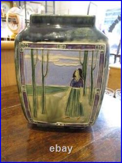 1912 Rare Royal Doulton Square Vase Dutch Scene Ethel Beard & Leslie Harradine