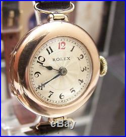 1916 Rare Early & Minty Nouveau Rolex Solid Gold Watch Antique Vintage Working