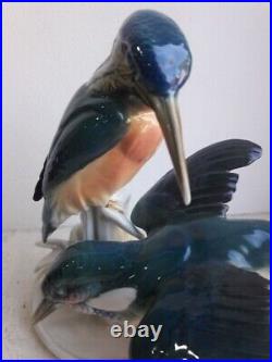 1930 Karl Ens Germany Rare Antique Porcelain Statue Figurine Kingfisher Marked