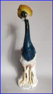 1930's Rare Karl Ens Germany Antique Porcelain Statue Figurine Crowned Crane