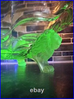 1930s Green uranium Glass Nelson Lion Bowl August Walther & Sohne Germany RARE 1930s Green uranium Glass Nelson Lion Bowl August Walther & Sohne Germany RARE