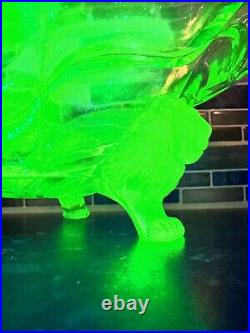 1930s Green uranium Glass Nelson Lion Bowl August Walther & Sohne Germany RARE 1930s Green uranium Glass Nelson Lion Bowl August Walther & Sohne Germany RARE