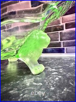 1930s Green uranium Glass Nelson Lion Bowl August Walther & Sohne Germany RARE 1930s Green uranium Glass Nelson Lion Bowl August Walther & Sohne Germany RARE
