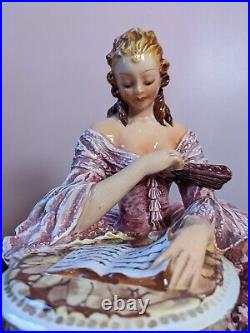 1930s Italian Majolica Mollica Centerpiece Porcelain Figurine Leisure Time Rare