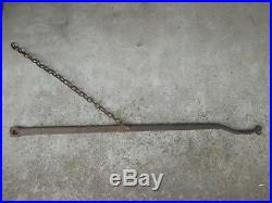 19th C EARLY OLD WROUGHT IRON RARE LARGE HEARTH FIREPLACE CRANE HOOK END & CHAIN