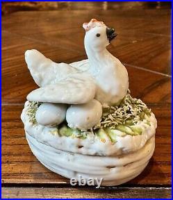 19th Early Staffordshire Ceramic Egg Basket / Trinket Box Very Rare