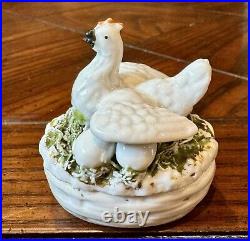 19th Early Staffordshire Ceramic Egg Basket / Trinket Box Very Rare