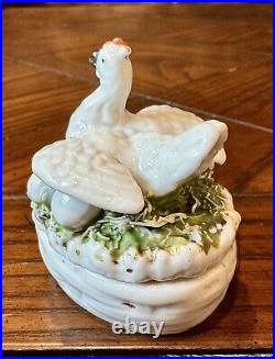 19th Early Staffordshire Ceramic Egg Basket / Trinket Box Very Rare