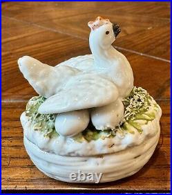 19th Early Staffordshire Ceramic Egg Basket / Trinket Box Very Rare