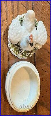 19th Early Staffordshire Ceramic Egg Basket / Trinket Box Very Rare