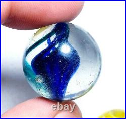 27/32 Rare Early Naked Royal Blue Jelly Ribbon Core Antique Marbles (gp) Nm+++