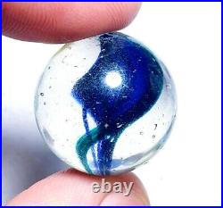27/32 Rare Early Naked Royal Blue Jelly Ribbon Core Antique Marbles (gp) Nm+++