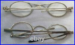 2 RARE ANTIQUE Georgian Early Victorian Steel Spectacles Turn pin Arms