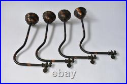 4 Japanned Gas Lights Oxidized Copper Flash 2 Pairs Early Pendant Fixtures Rare
