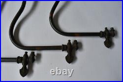 4 Japanned Gas Lights Oxidized Copper Flash 2 Pairs Early Pendant Fixtures Rare