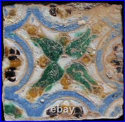 4 rare early Spanish hispano moresque Arista tiles Seville 16Th Century