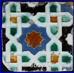 4 rare early Spanish hispano moresque Arista tiles Seville 16Th Century