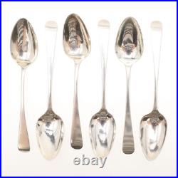 6 Rare Antique Solid Silver Teaspoons Old English Pattern Early 1800s