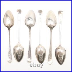 6 Rare Antique Solid Silver Teaspoons Old English Pattern Early 1800s