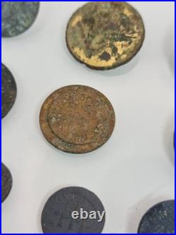 9x rare antique late 18th, early 19th C metal Buttons inc Master of Hunt Button