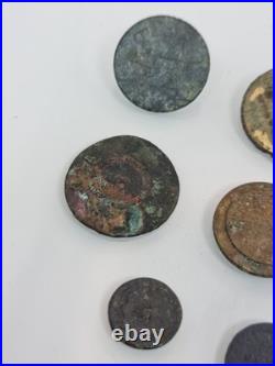 9x rare antique late 18th, early 19th C metal Buttons inc Master of Hunt Button