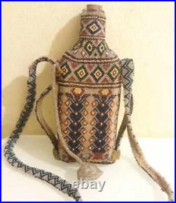 AMAZING antique OTTOMAN handmade beaded bottle early 1900's rare folk art POW