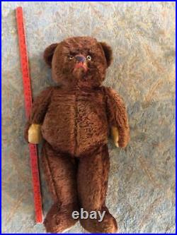 ANTIQUE EARLY American Authentic Brown Mohair TEDDY BEAR 29 TALL Jointed RARE