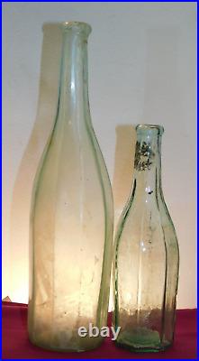ANTIQUE EARLY GLASS SALAD OILS rare PONTIL 8 & 10 PANEL SIDED BOTTLES 1850's ANTIQUE EARLY GLASS SALAD OILS rare PONTIL 8 & 10 PANEL SIDED BOTTLES 1850's