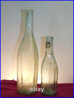 ANTIQUE EARLY GLASS SALAD OILS rare PONTIL 8 & 10 PANEL SIDED BOTTLES 1850's ANTIQUE EARLY GLASS SALAD OILS rare PONTIL 8 & 10 PANEL SIDED BOTTLES 1850's