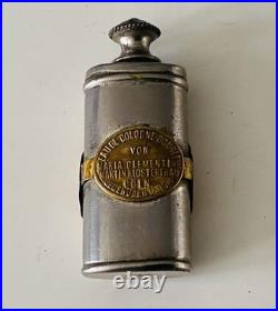 ANTIQUE EAU DE COLOGNE METAL BOTTLE Koln Cathedral Germany D. R. G. M. Vintage RARE