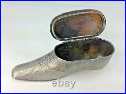 ANTIQUE Early 19th Century Rare Metal Pewter Shoe-Shaped Snuff Box