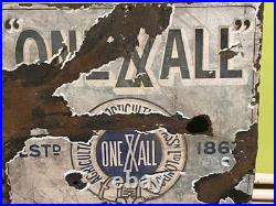 ANTIQUE ONE & ALL MANURES & SEEDS ENAMEL SIGN EARLY 1900's VERY RARE