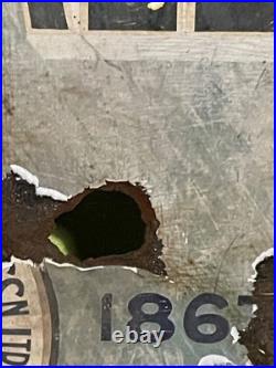 ANTIQUE ONE & ALL MANURES & SEEDS ENAMEL SIGN EARLY 1900's VERY RARE